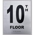 thumbnail image 1 of 10TH Floor Sign- Floor Number Sign- Tactile Touch Braille Sign (Aluminium !!, Brush Silver,Size 10X12)- The Sensation line(ref-2022-4), 1 of 4