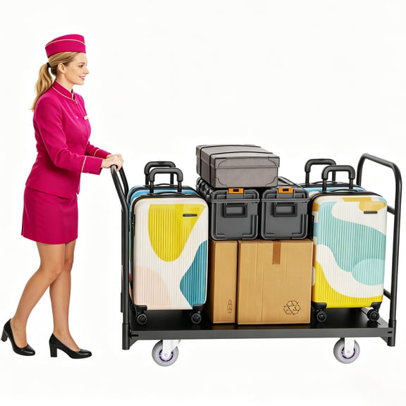 Flatbed Cart with Wheels, 2000 LBS Dolly Platform Truck, Flat Cart for Warehouse, Factory, Moving, Logistics & Home Use