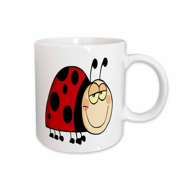 3drose, Cute Goofy Cartoon Grinning Little Ladybug, 15oz Mug