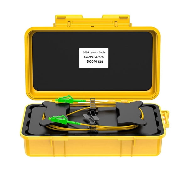 Caja de Lanzamiento de Cable OTDR de Fibra Óptica, Caja de Transmisión de Cable OTDR de Anillo de Fibra Óptica, Eliminador de Punto Muerto 500M LC/-LC/