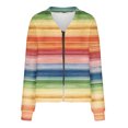 thumbnail image 5 of Gamivast Flannel Sweaters for Women Striped Oversized Open Front Zip up Fleece Sweaters Trendy Long Sleeve V Neck Winter Jackets Fall Warm Drop Shoulder Tops, 5 of 5