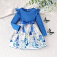 thumbnail image 2 of Odeerbi Niñas Rib Knit Floral Vestidos Algodón A-Cuello Redondo Manga Larga Hasta La Rodilla, 2 of 9