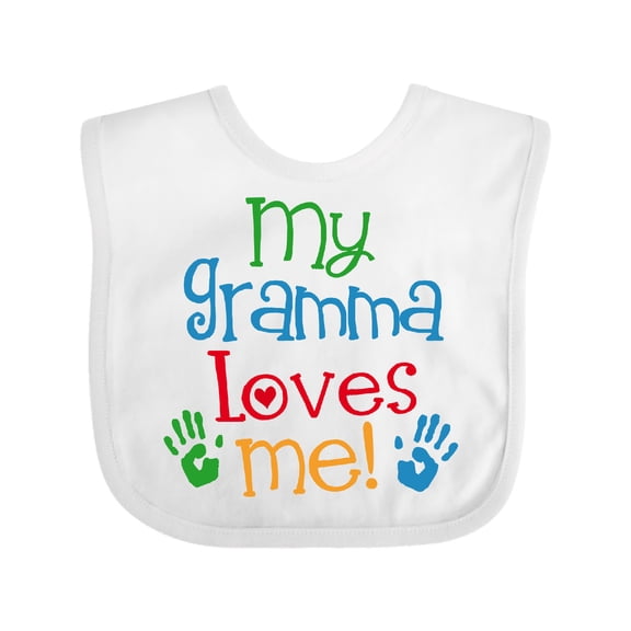 Inktastic My Gramma Loves Me Grandson Granddaughter Boys or Girls Baby Bib