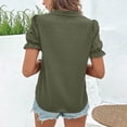 thumbnail image 6 of Womens Tops Short Sleeved Summer Cotton and Linen Embroidered V Neck Artistic Loose Pullover T Shirt, 6 of 6