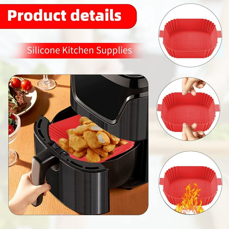 Air Fryer Silicone Pot Liners, Reusable Air Fryer Silicone Pot Square  Basket Compatible with Ninja, Tower, Cosori Air Fryer, Non-Stick Easy Clean  Air Fryer Accessories (2 PCS) 