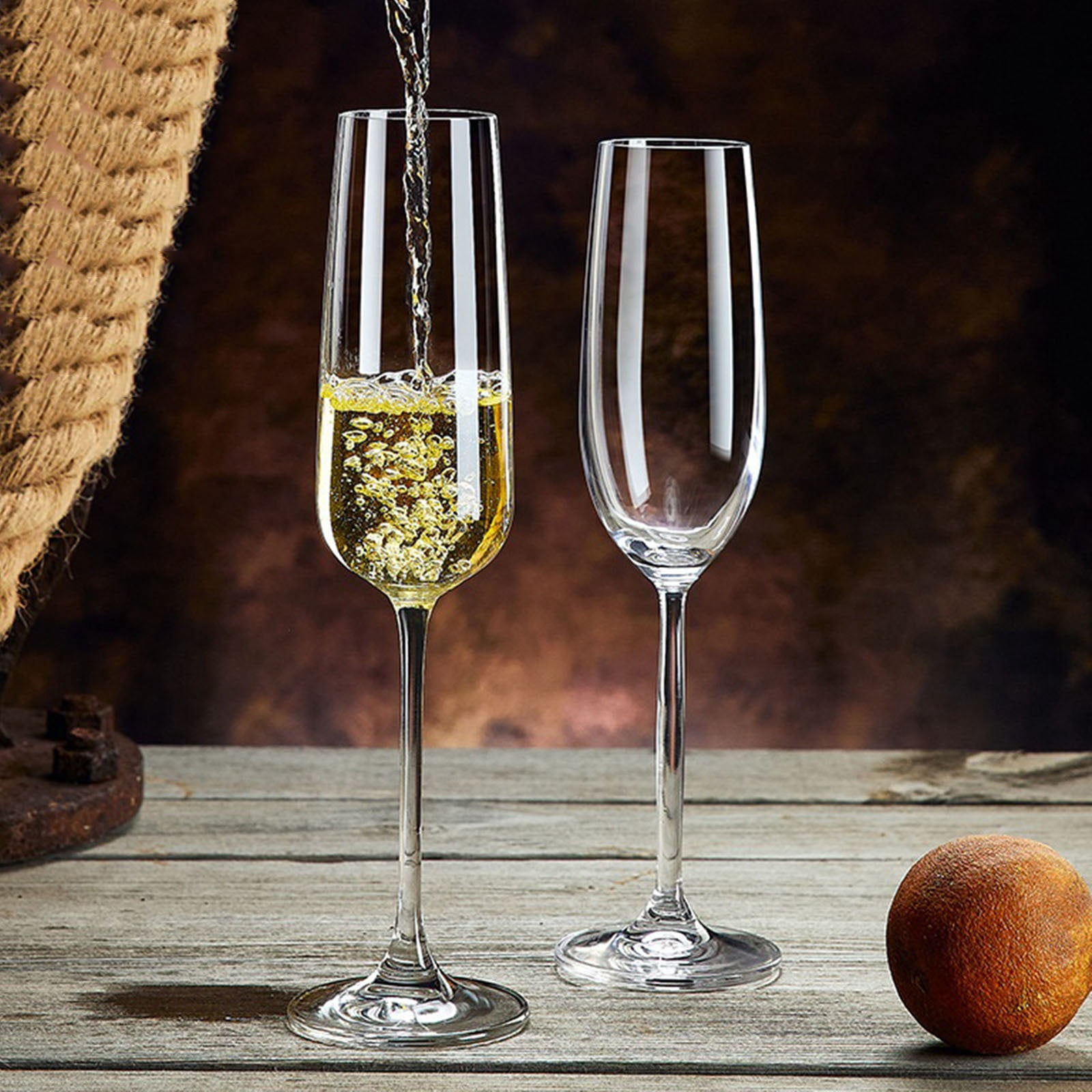 Crystal Champagne Flutes Glasses Set of 6Oz, Elegant Champagne Glasses, Modern Champagne Flutes