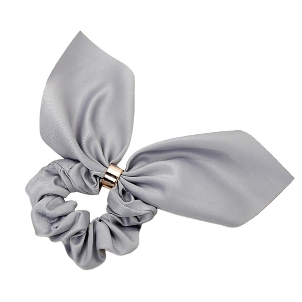 Tela de lazos para el cabello, bandas elásticas con lazo, bandas elásticas, soporte para cola de caballo, cabello gris Hugo Scrunchie de arco sólido para mujer