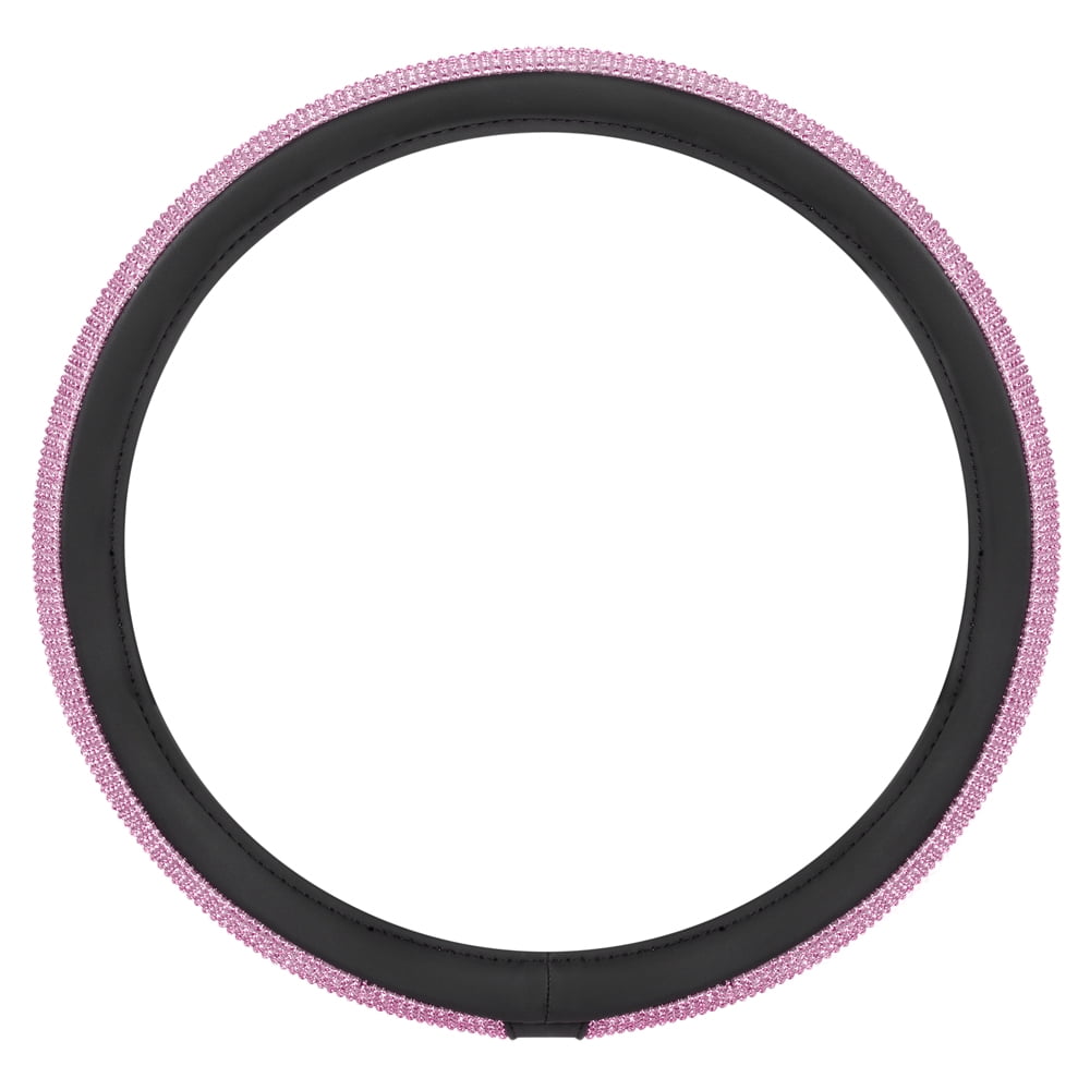 Crystal Glitter Rhinestones Stylish Bling Bling Sparkle Steering Wheel Cover for Cars Trucks SUVs, Universal Size (Crystals - Pink / Purple)