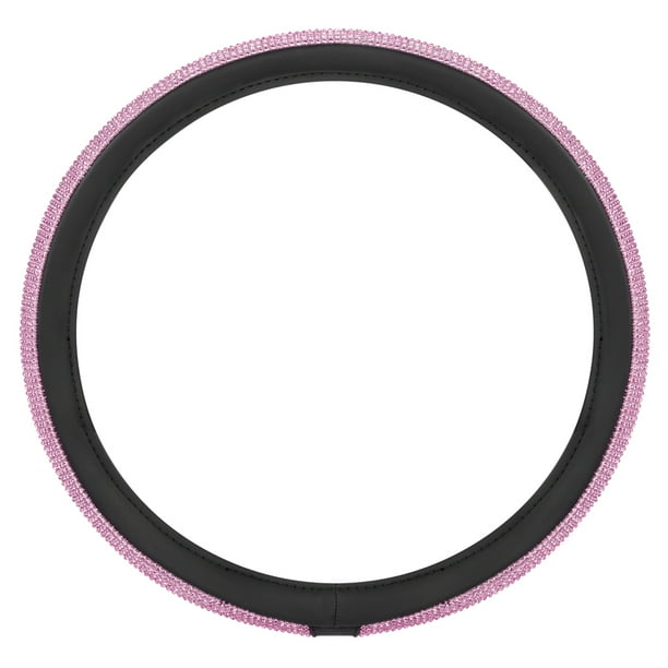 BDK Bling Bling Glitter Diamond Leather Steering Wheel Cover with 9