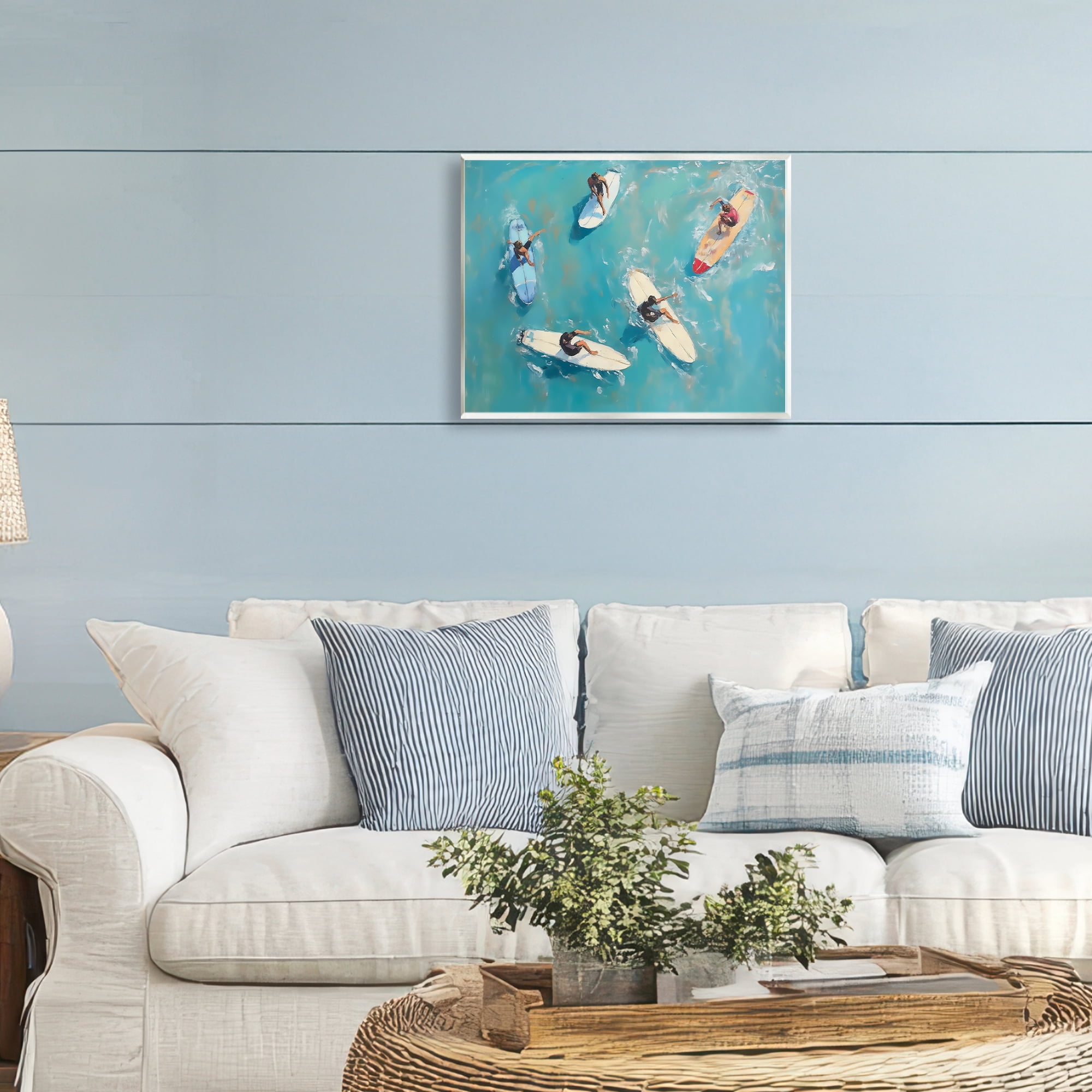 Stupell Industries Group of Surfers at Sea Wall Plaque Art, design by LSR Design Studio