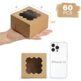 thumbnail image 2 of Cajas para panadería LotFancy, 60 unidades, minipostres, 10 x 10 x 6 cm, con ventana, 2 of 7