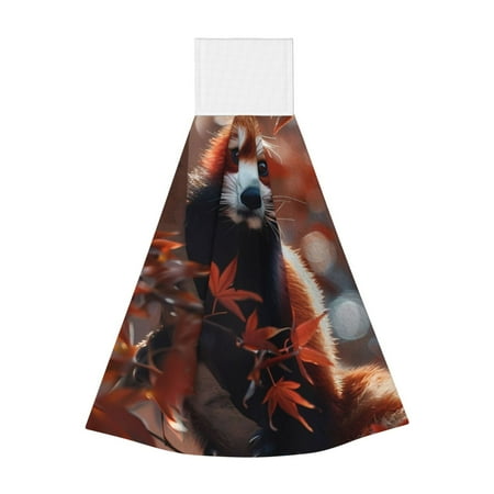 

Jgfou Red Panda Autumn Branches Print Coral Fleece Microfiber Hanging Hand Towel Soft Premium Dishcloths Multi-Purpose Dust and Stain Removal Cleaning Supplies