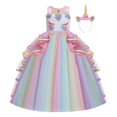 thumbnail image 1 of Disfraz IZKIZF, vestido de princesa unicornio con diadema para niñas de 4 a 5 años, 1 of 5
