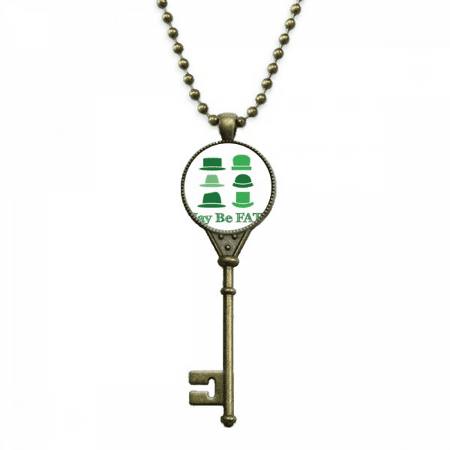 Pendentif Collier Clé Blague Chinoise Chapeau Vert avec Chaîne Ornée