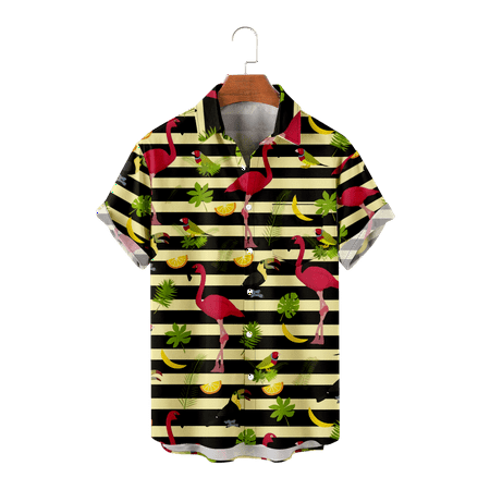 

MLFU Family Matching Button Up Flamingo Shirts Short Sleeve Casual Comfortable Shirts with Pocket Clothes Regular & Big Man Sizes