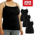 thumbnail image 5 of 3 Pack Women's Camisole Tank Top with Adjustable Spaghetti Strap Scoop Neck Curvy Plus Size Seamless Stretch Sleeveless Womenswear Basic Undershirts, 5 of 5