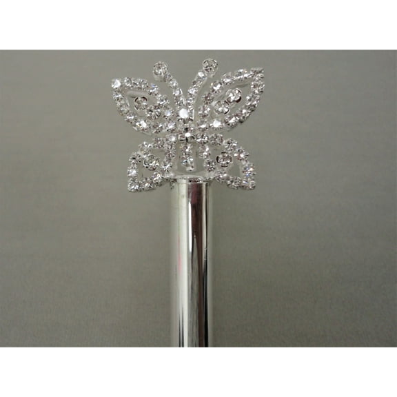 Charmed 11" Butterfly Scepter. Beautiful Rhinestone Butterfly; Clear