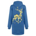 thumbnail image 6 of Women Christmas Outfit Festive Holiday Women's Long Sleeve Pullover Hooded Sweater Dress with Festive Print and Front Pocket Blue S, 6 of 6