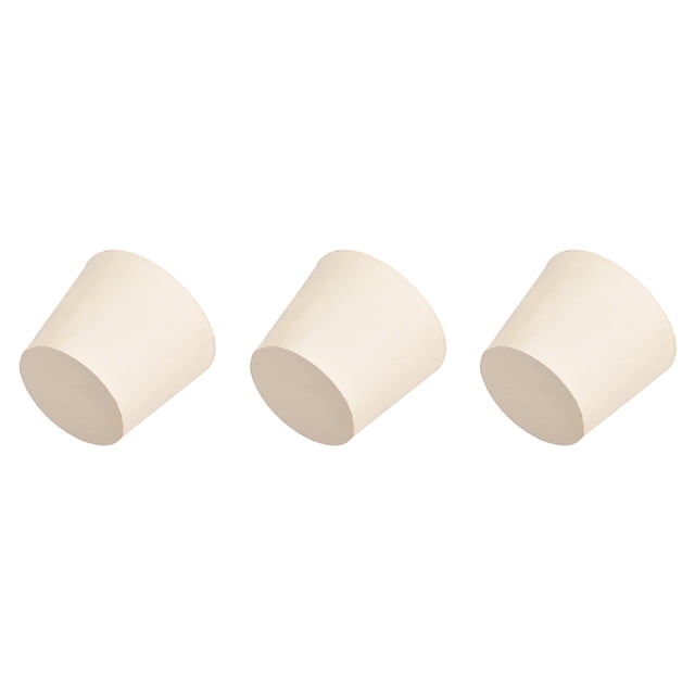 Tapón de Caucho Sólido con Forma Cónica Único para Tapón de Tubo de Laboratorio 1.14" x 1.46" x 1.22" Blanco 3Pcs