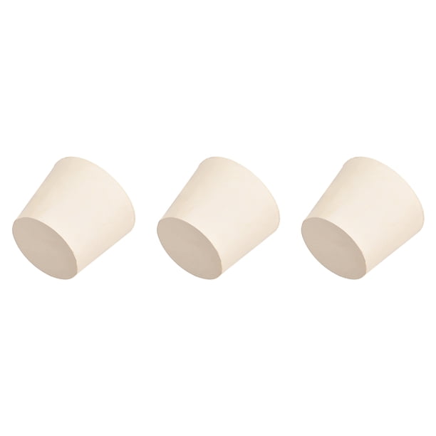 Tapón de Caucho Sólido con Forma Cónica Único para Tapón de Tubo de Laboratorio 1.14" x 1.46" x 1.22" Blanco 3Pcs