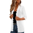 thumbnail image 4 of Women's Chiffon 3/4 Sleeve V Neck Button Down Lightweight Open Front Dressy Shrugs Spring Fashion White XL, 4 of 9