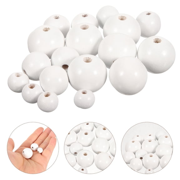 Toyvian 150 Pieces White Wooden Beads Bulk for Jewelry Making, Crafting, Macrame, Projects and Arts