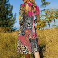 thumbnail image 5 of Pink Cheetah Collage Vibrant Wildcats Flare Dress Square Neck Dress Elegant Female Fashion Printed Dress, 5 of 9