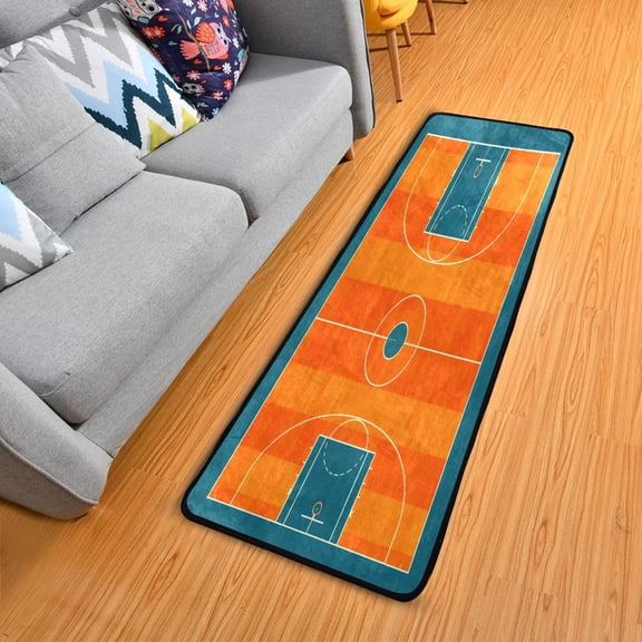 Basketball Court Long Floor Mat Runner Rug Area Rug Carpet Water Absorbent Non-Slip 72" x 24"