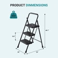 thumbnail image 4 of 3 Step Ladder Folding Stool with Wide Anti-Slip Pedal, Lightweight 800Lbs Capacity, 4 of 7