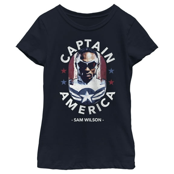 Girl's Marvel The Falcon and the Winter Soldier Captain America Sam Wilson Graphic Tee Navy Blue Medium