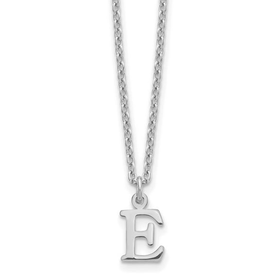 Sterling Silver Rhodium-plated Cutout Letter E Initial Necklace
