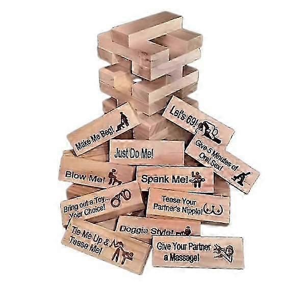 Jeu De Tour De Blocs Coquin – Version Adulte Avec Défis, 48 Pièces En Bois Pour Couples – Cadeau Original