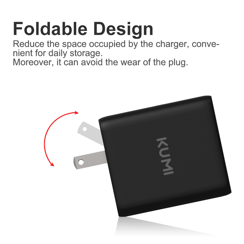 KUMI GaN 65W PD Fast Wall Charger Fast Wall Charger TypeC 3-Port Power Adapter