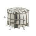 thumbnail image 2 of Modern Pouf Ottoman- Beige Gray Chunky Plaid Jacquard- 16 Inch Square, 2 of 6