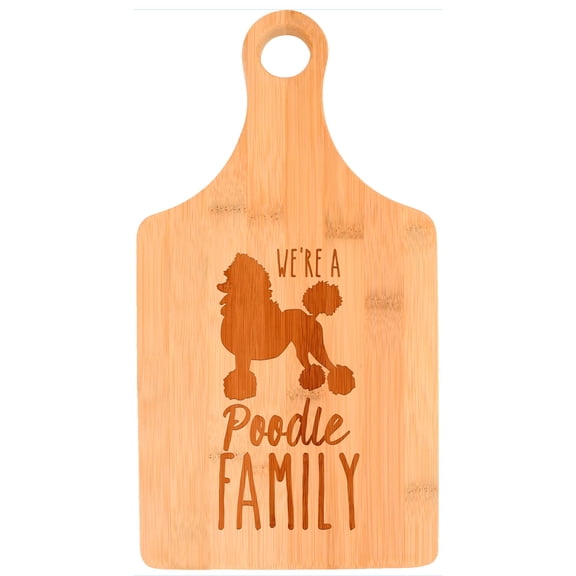 ThisWear Poodle Mom Dog Lover We're A Poodle Family Paddle Shaped Bamboo Cutting Board