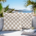 thumbnail image 3 of Throw Pillow Covers 20x20 Inch Set of 2, Minimalistic Checkered Beige Rural Style, Waterproof Outdoor Pillow Covers, Decorative Cushion Pillowcases for Couch, Sofa, Bed, Garden, Patio, 3 of 9