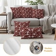 thumbnail image 6 of Red White Floral Outdoor Waterproof Pillow Covers, Farmhouse Retro Botanical Leaves Decorative Square Throw Pillowcase Sofa Cushion Sham for Patio/Couch/Chair, 18"x18" 2 Pack, 6 of 8