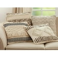thumbnail image 3 of Fennco Styles Woven Textured Decorative Throw Pillow 18" W x 18" L - Ivory Square Cushion for Home, Couch, Bedroom, Living Room and Office Décor, 3 of 5