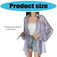 thumbnail image 3 of Women Lapel Button Down Long Sleeve Shoulder Sheer Mesh Blouses Shirt Top Long Sleeve Cardigan Outwear Daily Wear, 3 of 8