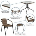 thumbnail image 4 of Flash Furniture Lila 28'' Square Glass Metal Table with Dark Brown Rattan Edging and 2 Dark Brown Rattan Stack Chairs, 4 of 12