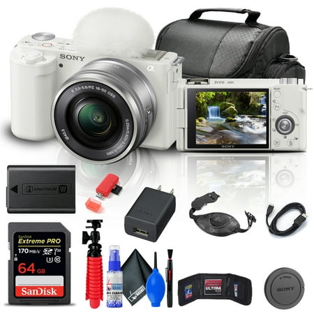Sony ZV-E10 Mirrorless Camera with 16-50mm Lens + 64GB Memory Card + Bag + More
