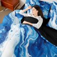 thumbnail image 4 of Homewish Ink Fluid Artistic 7pcs Bedding Comforter Set,Watercolor Marble Queen Bedding Sets,Deepblue White Queen Sheet Sets For Adult,Microfiber Bedroom Decor Reversible, 4 of 8