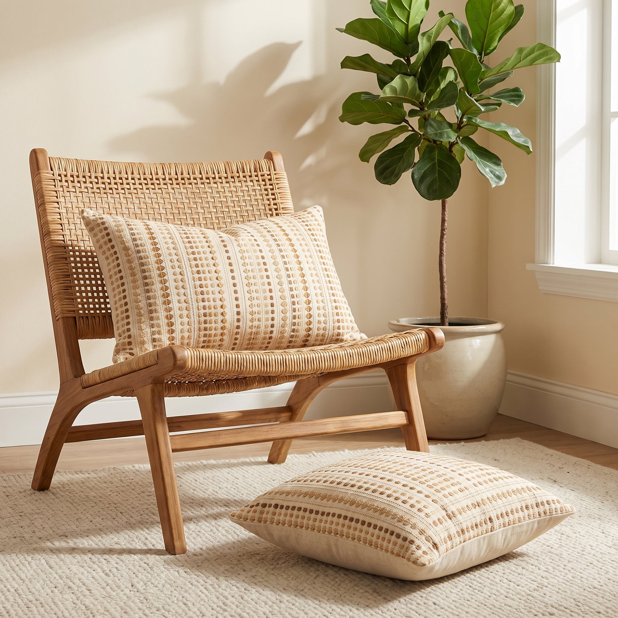 Unique Bargains Chenille Geometric Throw Pillow Covers 2 Pc Striped Cases Khaki 20"x12"