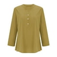 thumbnail image 6 of Yellow Ladies Tops and Blouses Women'S Solid Color Stand Up Collar Cotton Long Sleeved Shirt Blouse, 6 of 6
