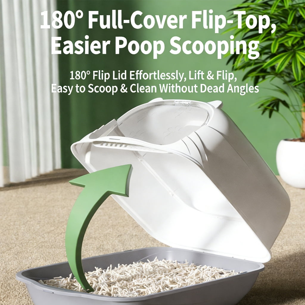 Extra Large Enclosed Litter Box with Filter and Removable Lid for Simple