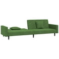 thumbnail image 2 of vidaXL 2-Seater Sofa Bed with Two Pillows Dark Green Velvet, 2 of 5
