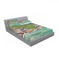thumbnail image 3 of Tropical Bedding Set with Sheet & Covers, Landscape of Island with Trees in Seychelles and the Sky Digital Print, Printed Bedroom Decor 2 Shams, 4 Sizes, Blue and Fern Green, by Ambesonne, 3 of 3