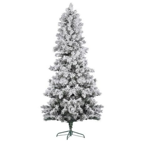 6' Medium Flocked White Pine Artificial Christmas Tree - Unlit