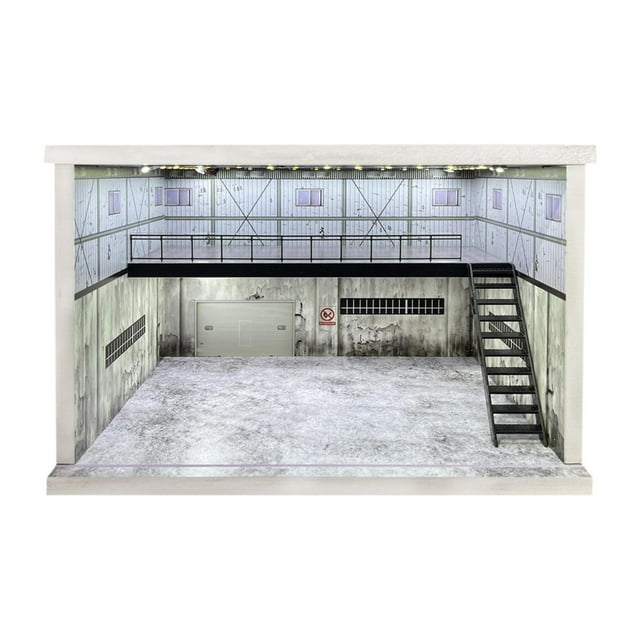Vitrina para maquetas de vehículos a escala 1/64, 1/36 y 1/32, para coleccionistas, simulación de aparcamiento. Escalera derecha gris