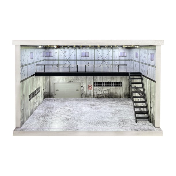 Vitrina protectora para garaje a escala 1/64, 1/36 y 1/32, soporte de exhibición acrílico. Escalera derecha gris